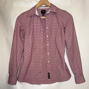 Tommy Hilfiger Stretch Size XS Pink Polka Dot Long Sleeve Fitted Dress Shirt